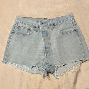 Levi's Light Blue High-Rise Cutoff Denim Shorts